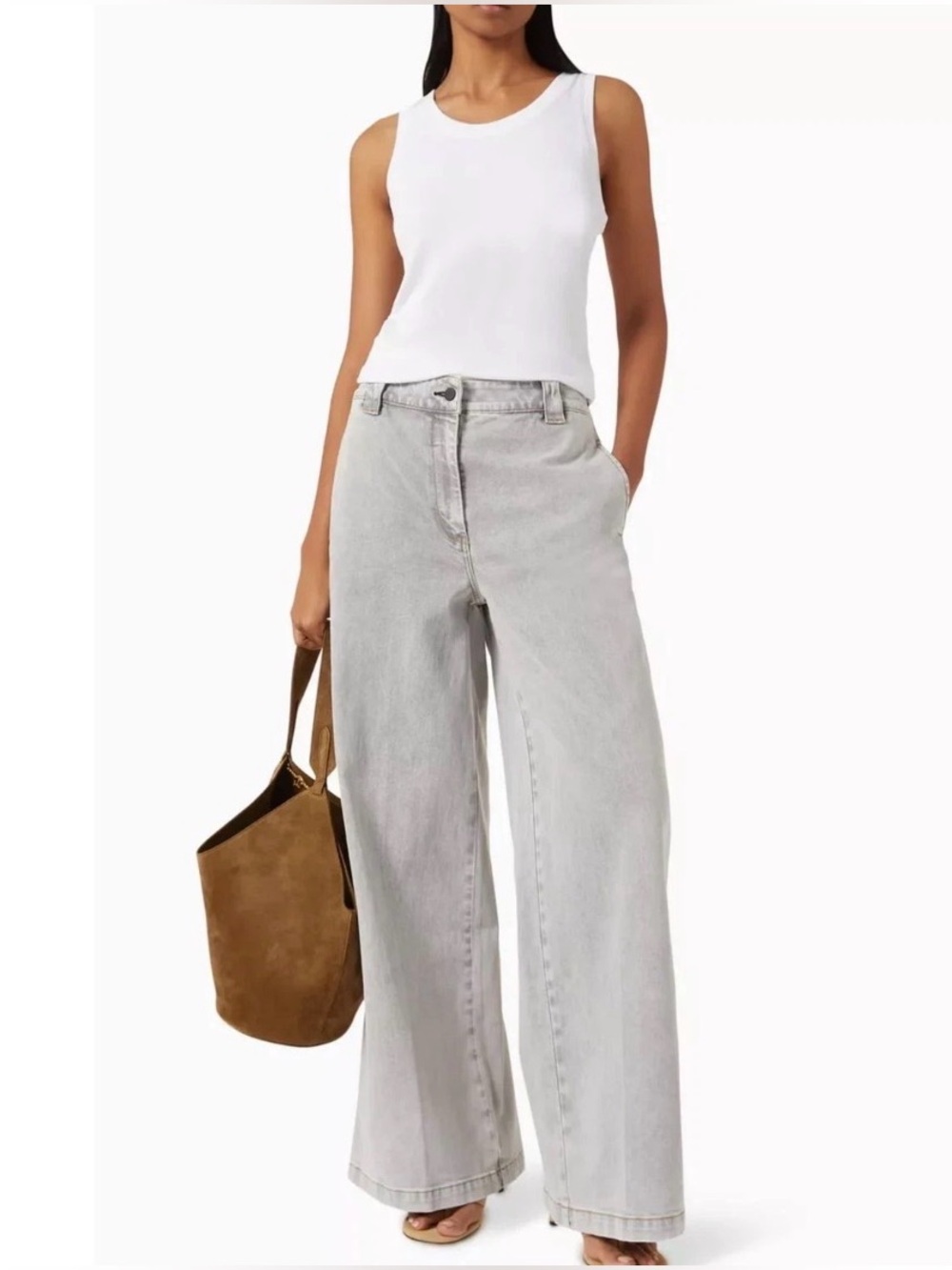 Saintart Jeans Denim 29 Wide Leg High Rise Amber Grey